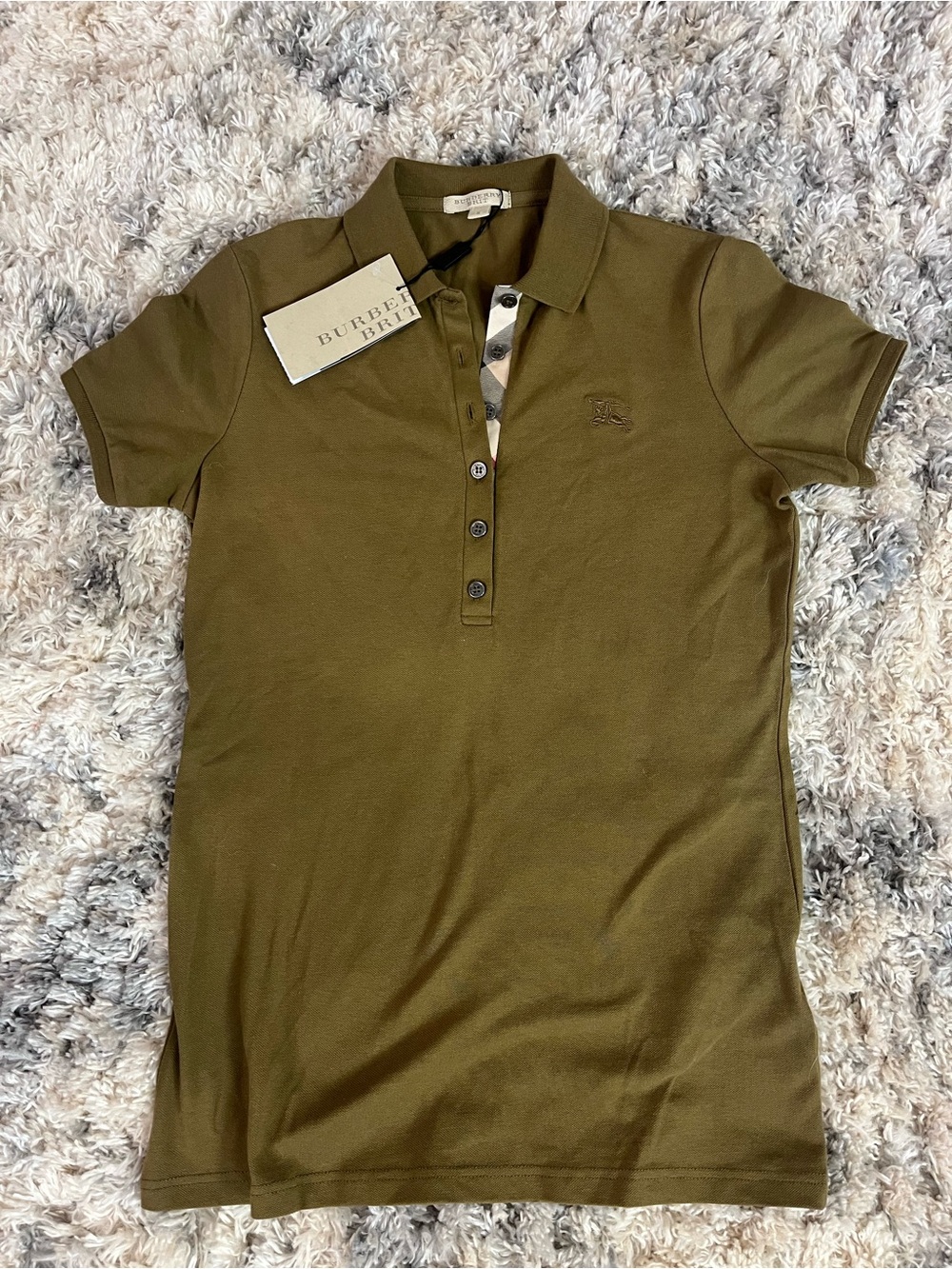 Burberry Olive Green Short-Sleeve Polo Shirt